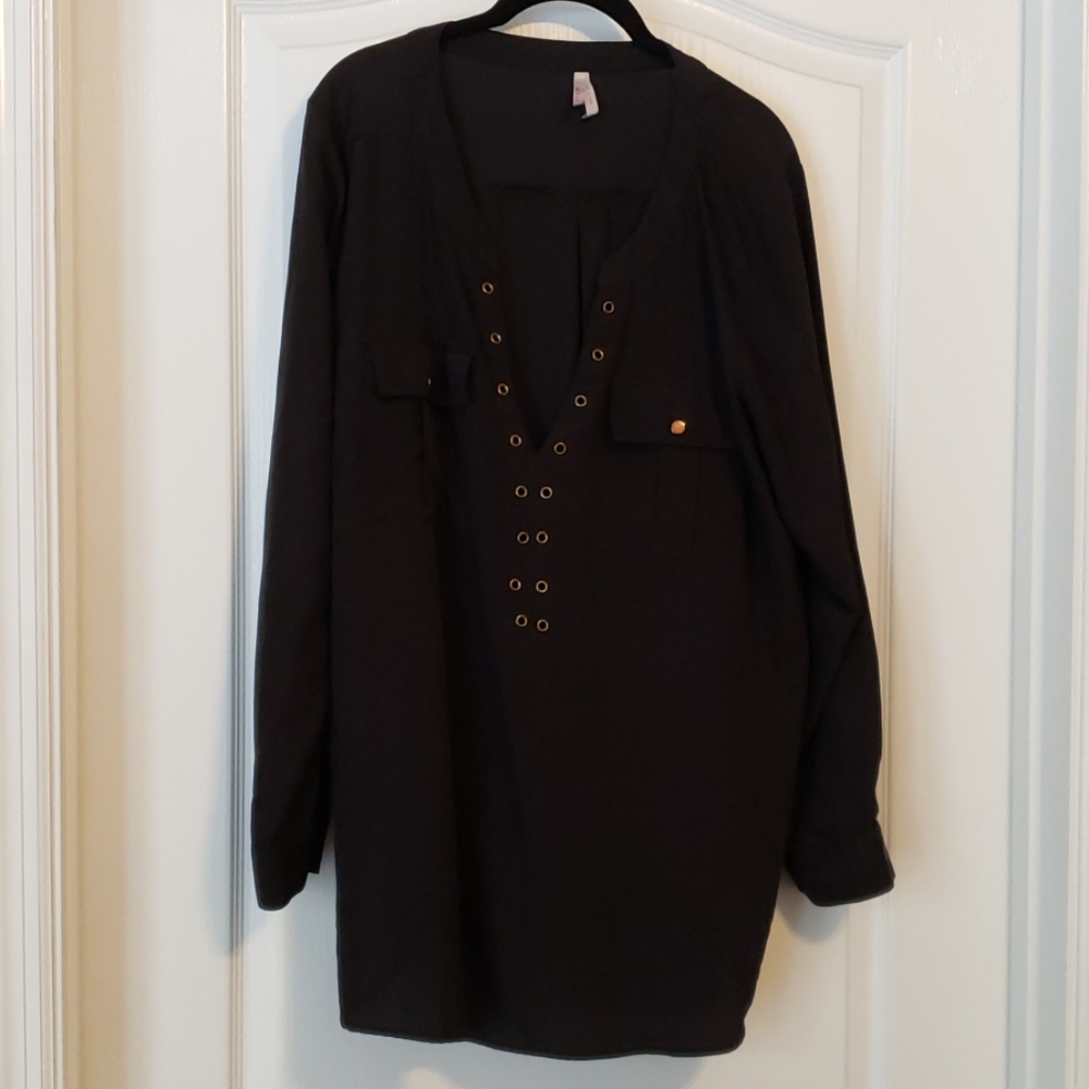 True Destiny Black Long Sleeve Blouse Size 2X